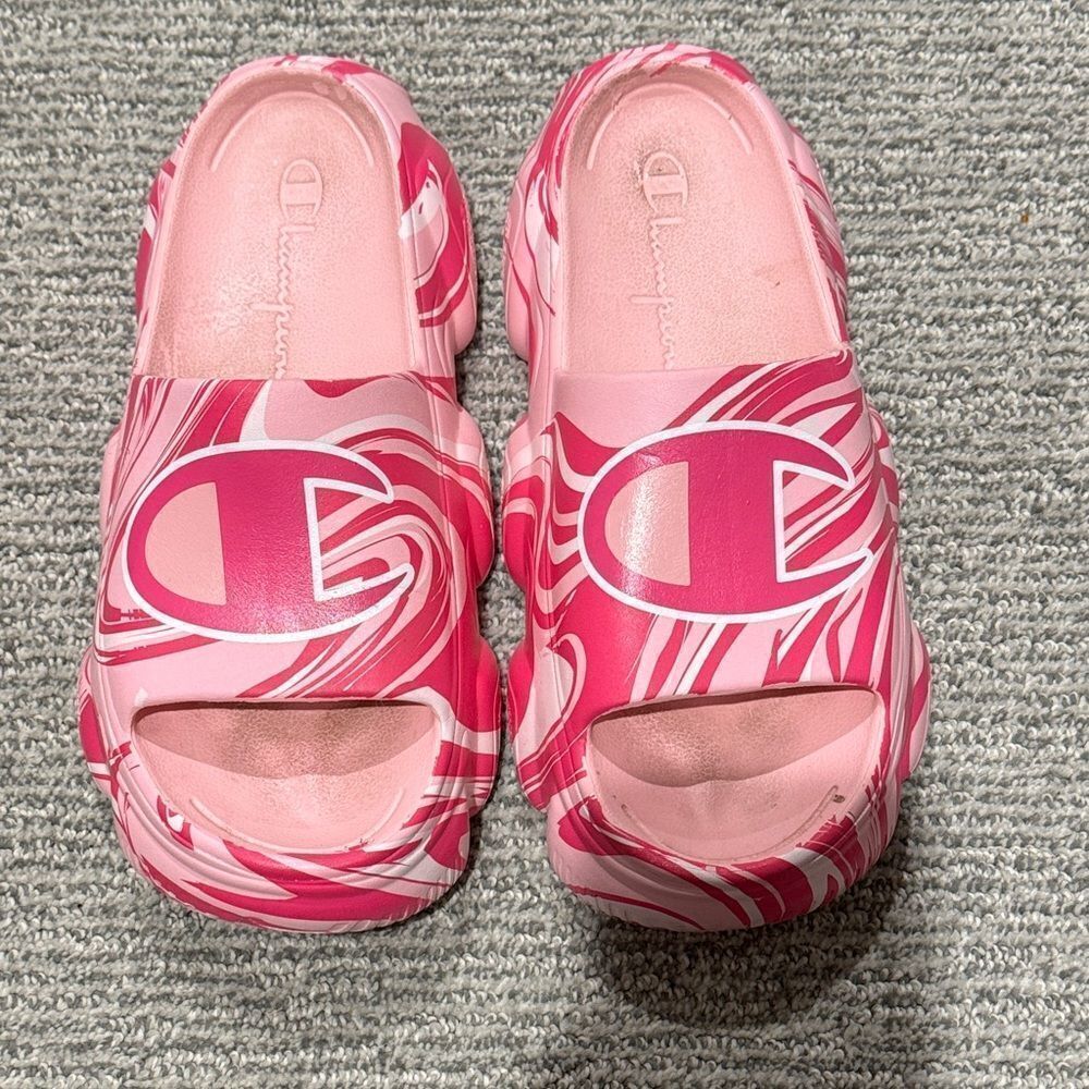 Champion Swirl Pink Slide Sandals